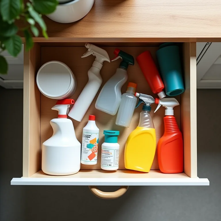 Gaveta de talheres vazia e desorganizada.