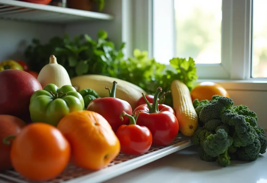 Geladeira cheia com alimentos diversos