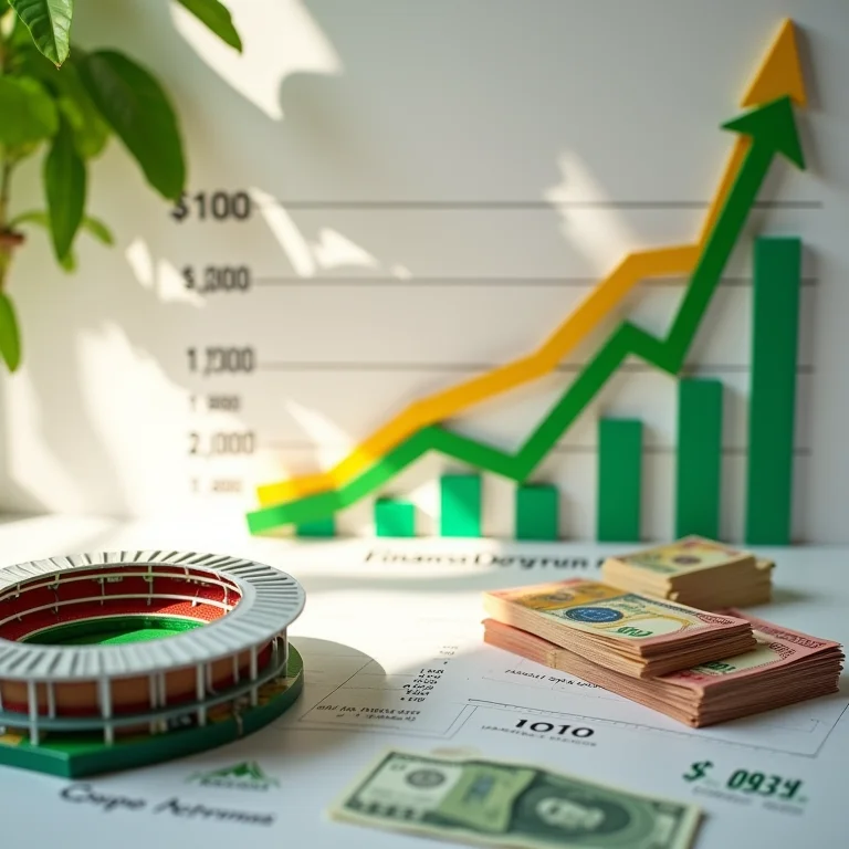 Gráfico financeiro mostrando a receita gerada para o país sede durante a Copa do Mundo.