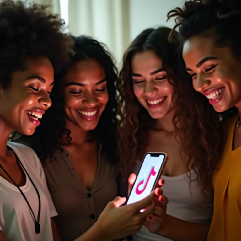 Grupo de jovens interagindo no TikTok