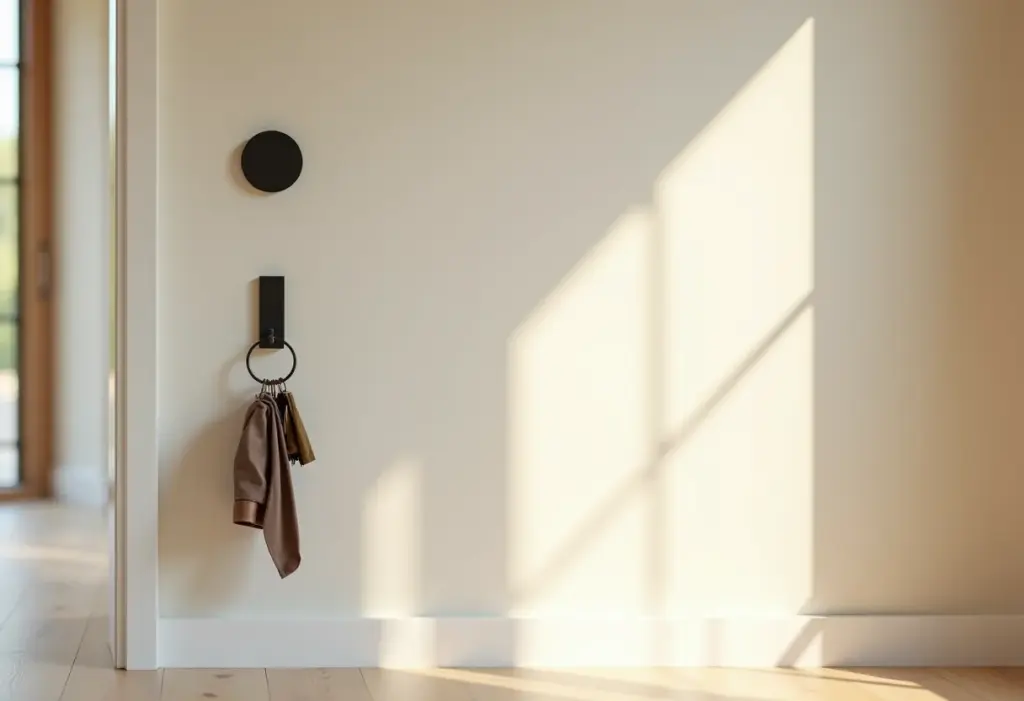 Hall de entrada com um porta-chaves estiloso e funcional