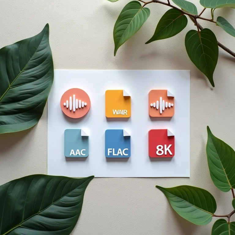 Ícones de formatos de áudio WAV, AAC e FLAC