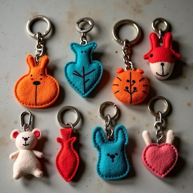 Ideias criativas para porta-chaves de feltro.