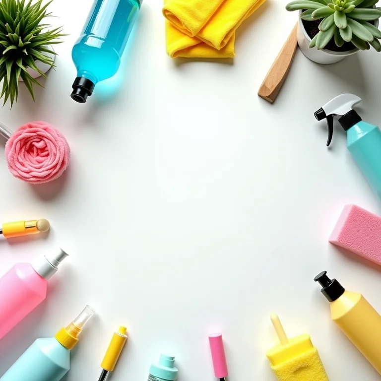 Ilustração do método 5S com materiais de escritório organizados