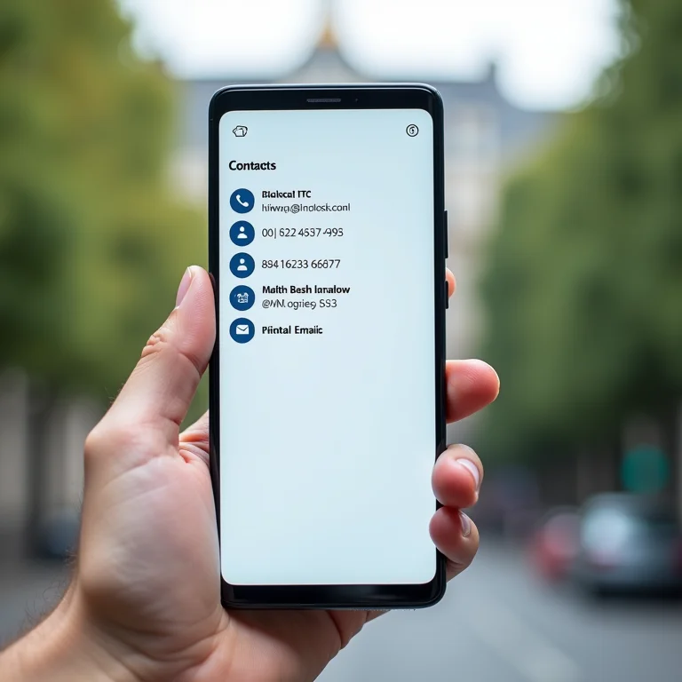 Informações de contato profissionais em um smartphone