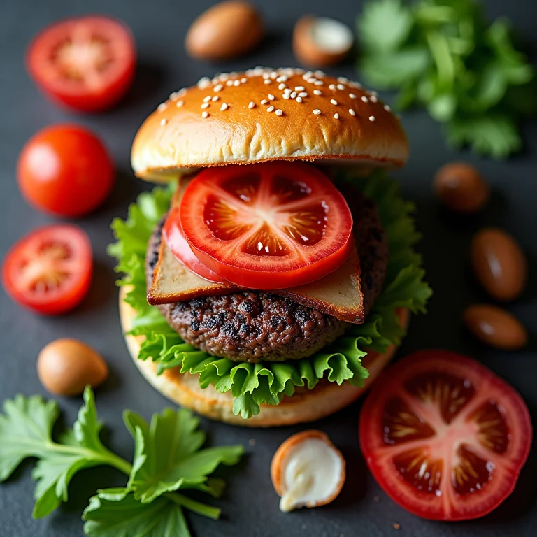 Ingredientes frescos para um hambúrguer gourmet