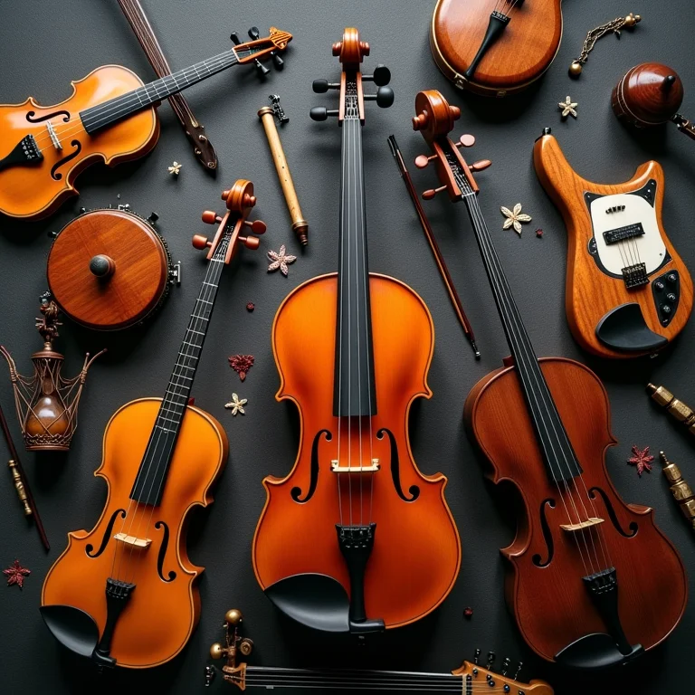 Instrumentos musicais representando diferentes gêneros e públicos.