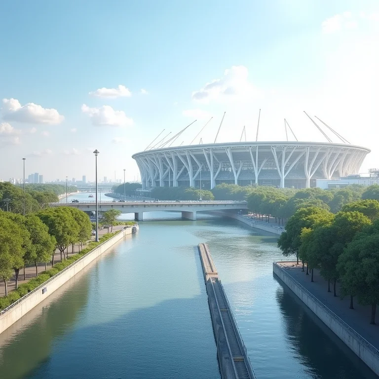 Investimentos em infraestrutura moderna em uma cidade sede da Copa do Mundo.