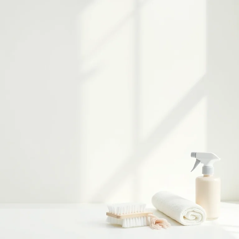 Itens básicos para limpeza de sapatos de linho.