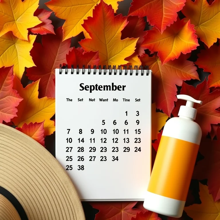 Itens essenciais para camping dispostos sobre folhas de outono