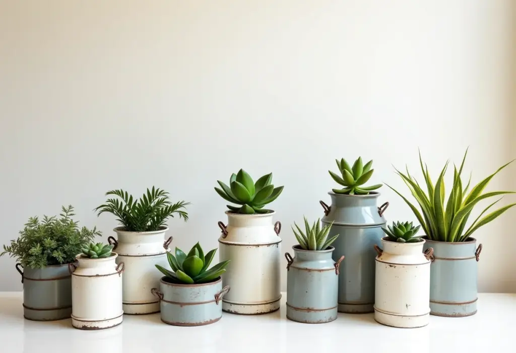 Latas de leite reutilizadas como decoração criativa