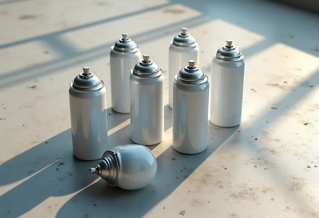 Latas de tinta spray em composição minimalista