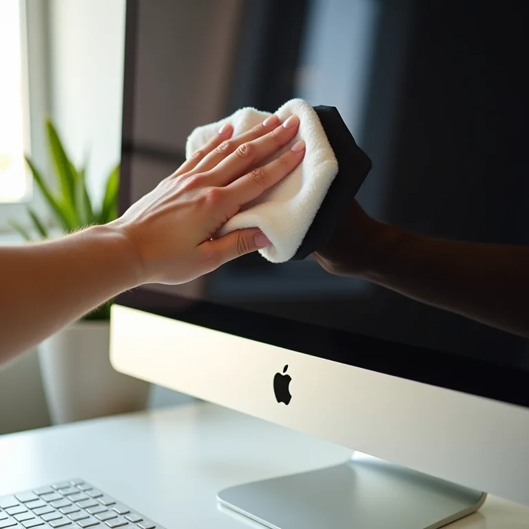 Limpeza de tela de iMac.