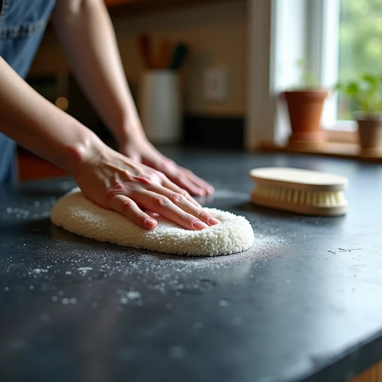 Limpeza profissional de ardósia.