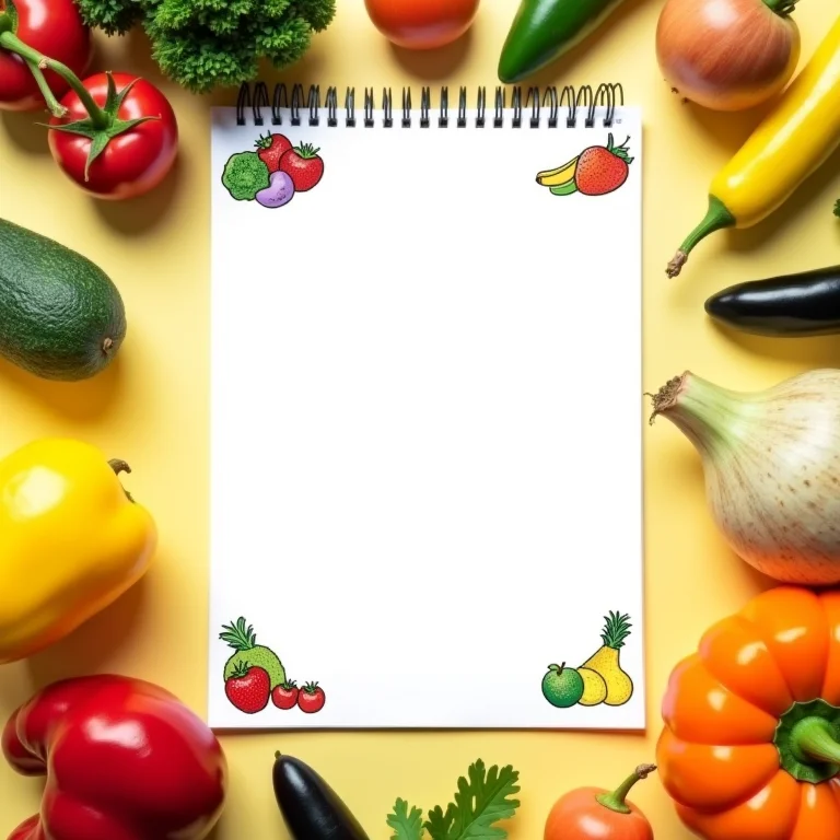 Lista de compras ilustrada com vegetais