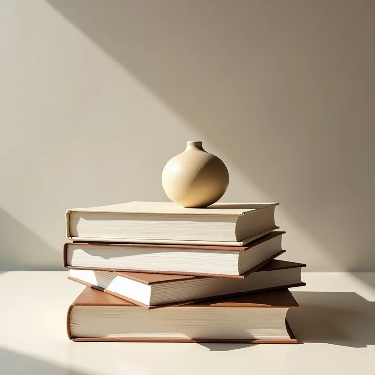 Livros empilhados com estilo em uma mesa de centro