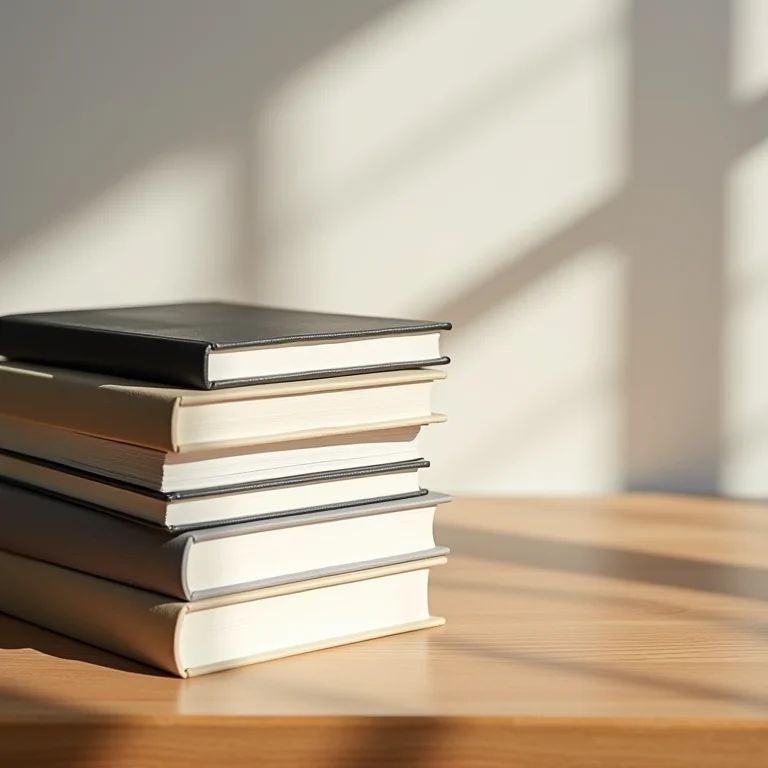 Livros sobre planejamento financeiro e minimalismo.