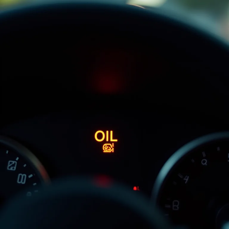 Luz de advertência de óleo acesa no painel do carro