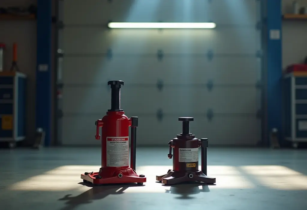 Macaco hidráulico e macaco sanfona lado a lado