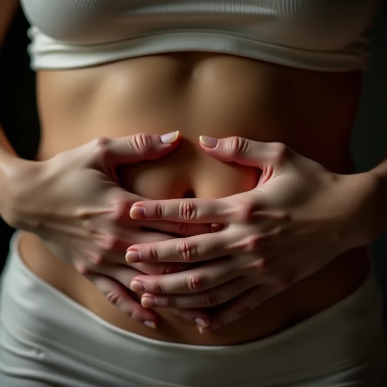 Mãos em repouso no abdômen praticando respiração diafragmática