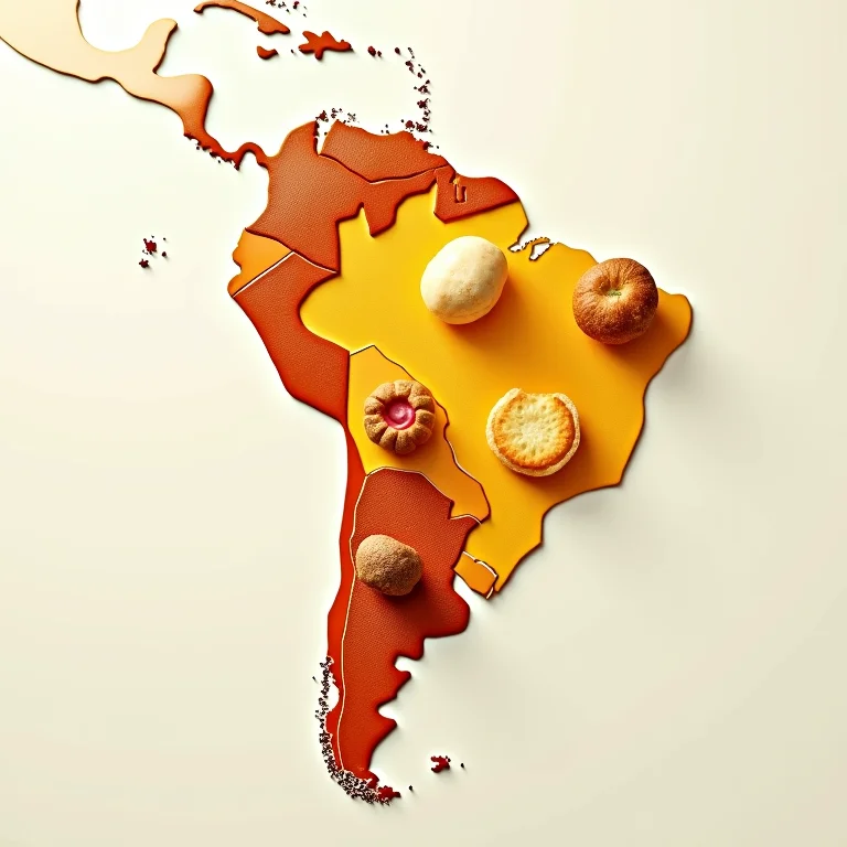 Mapa do Brasil com destaques para salgados regionais