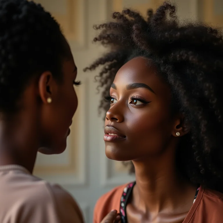 Maquiadora e noiva negra conversando sobre maquiagem