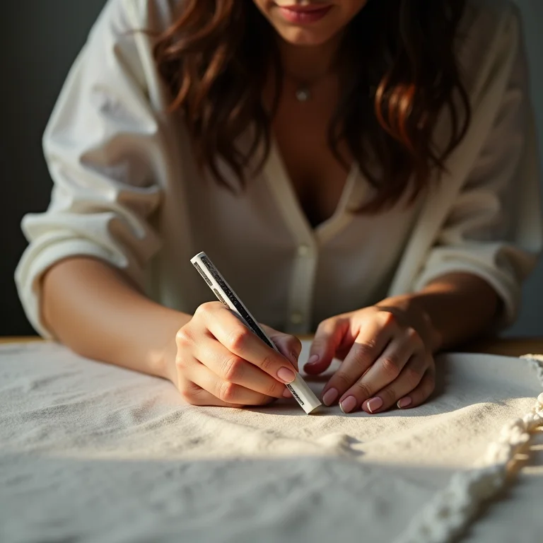 Marcando a bainha com giz de alfaiate