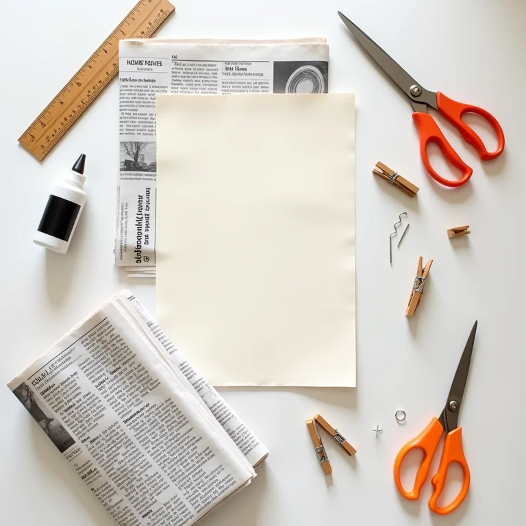 Materiais necessários para criar um cesto de jornal.