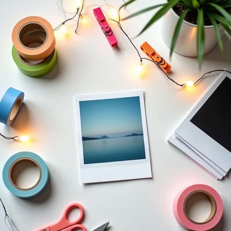 Materiais necessários para decoração com fotos Polaroid