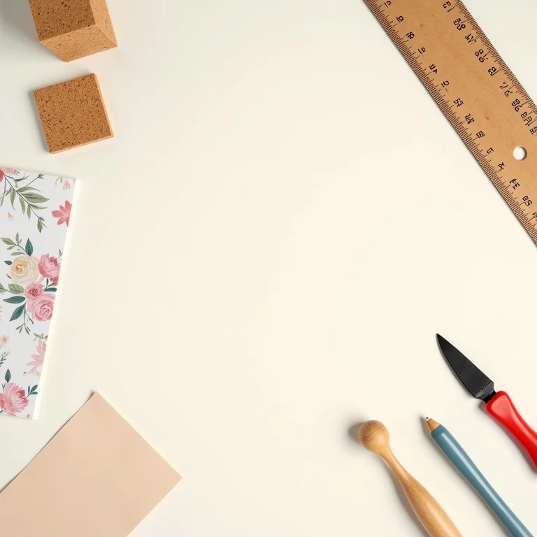 Materiais necessários para DIY: cortiça, régua, estilete, cola, papel decorativo