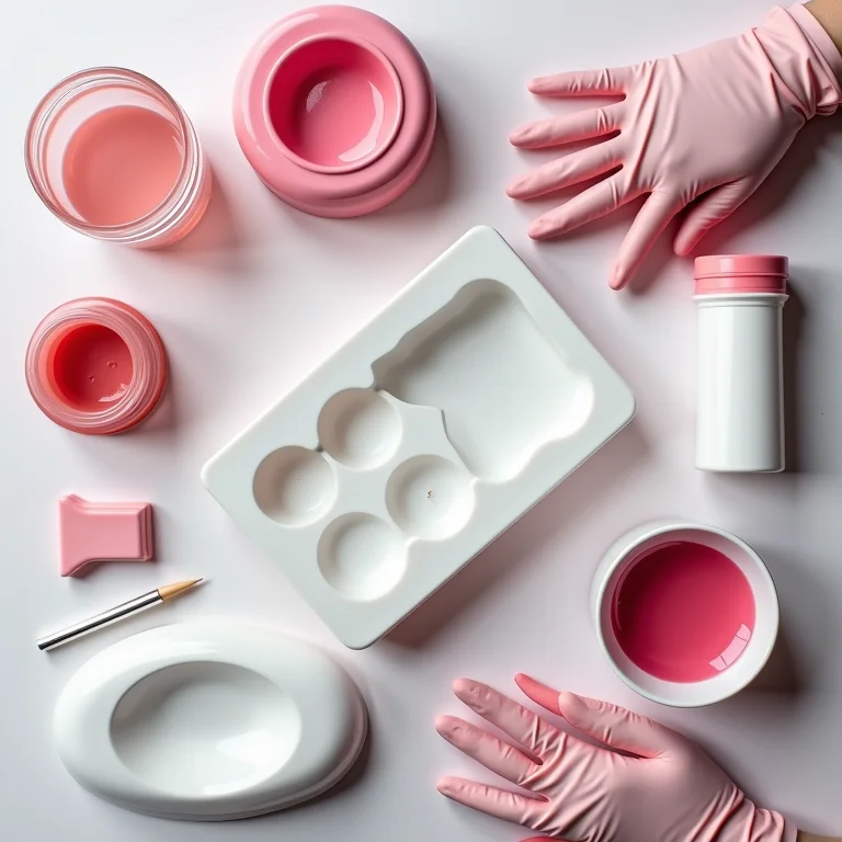 Materiais necessários para fazer um organizador de maquiagem de silicone DIY.