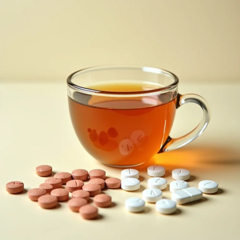 Medicamentos para diabetes e chá de Pata de Vaca lado a lado.