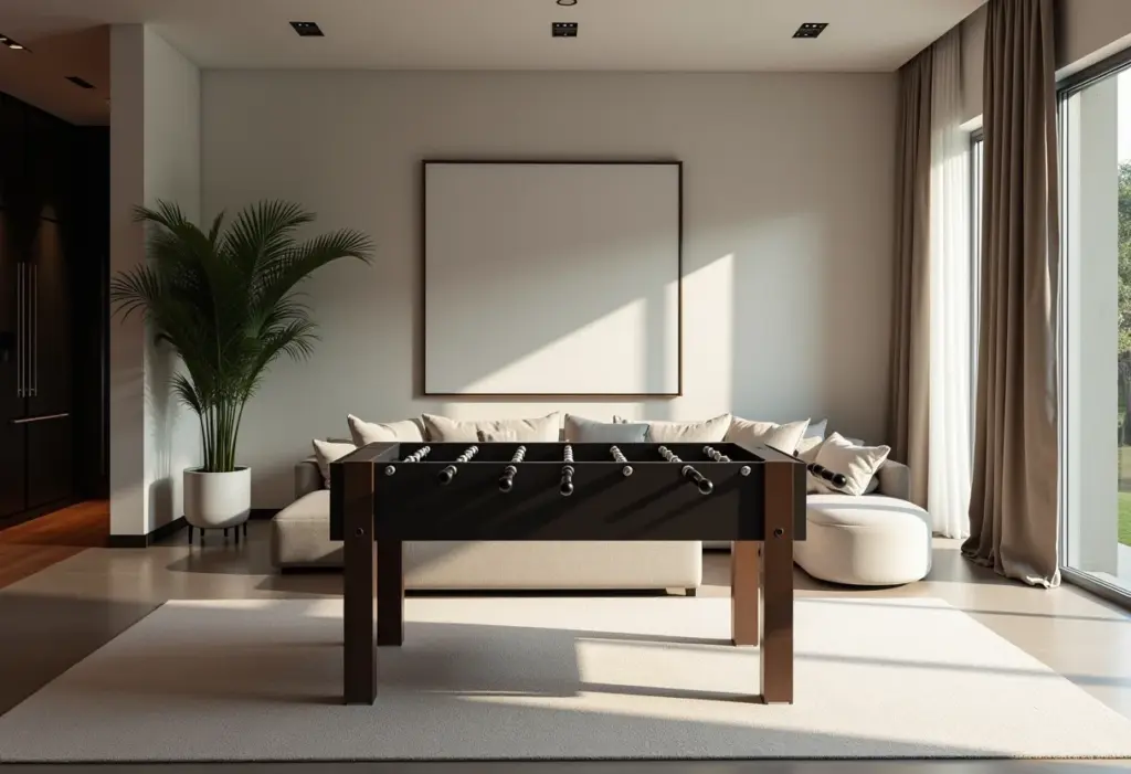 Mesa de Pebolim em sala de estar moderna