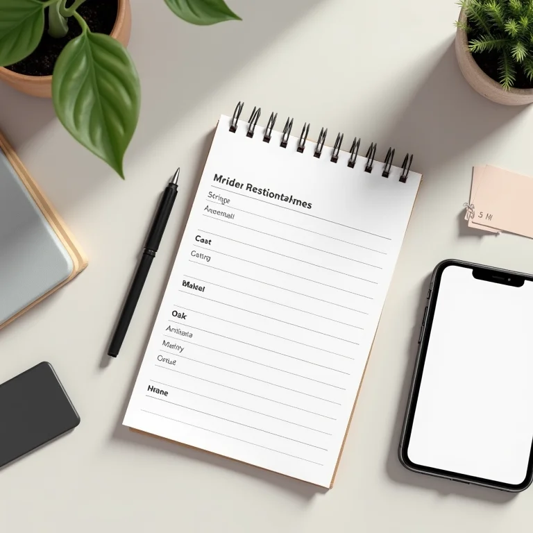 Mesa de trabalho minimalista com itens de coleta de dados