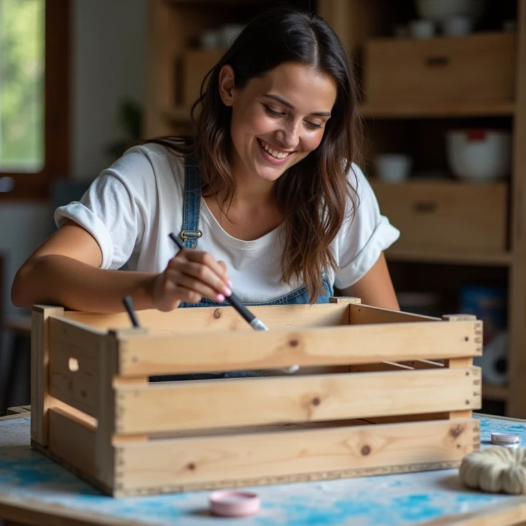 Mesa lateral feita com caixote de feira