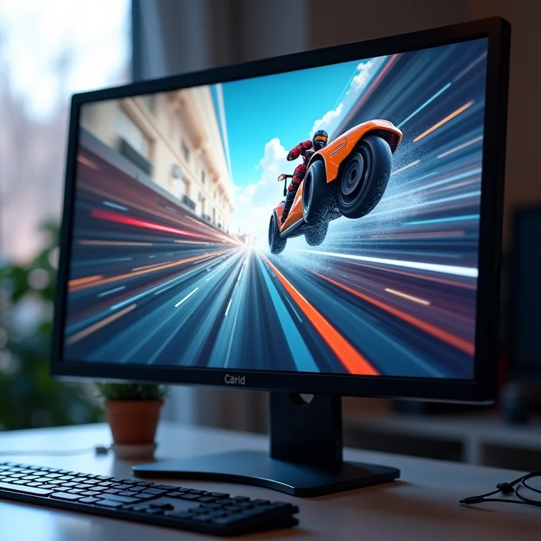 Monitor com tela TN exibindo jogo rápido