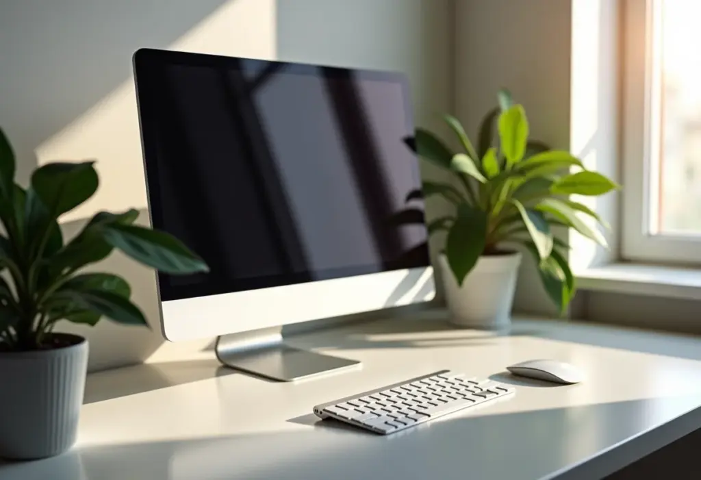 Monitor para PC em ambiente de trabalho minimalista