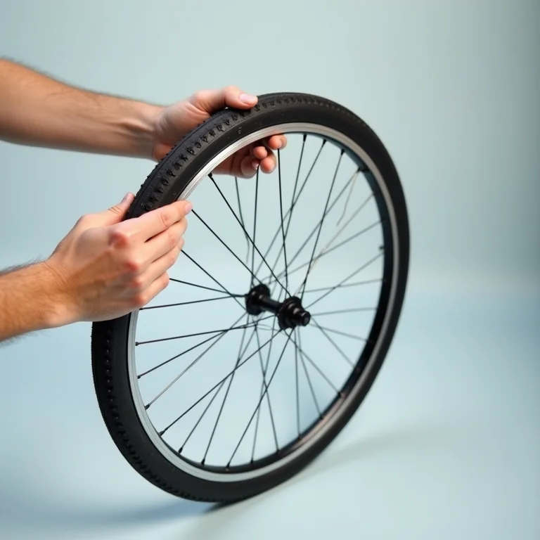 Montando o pneu no aro da bicicleta