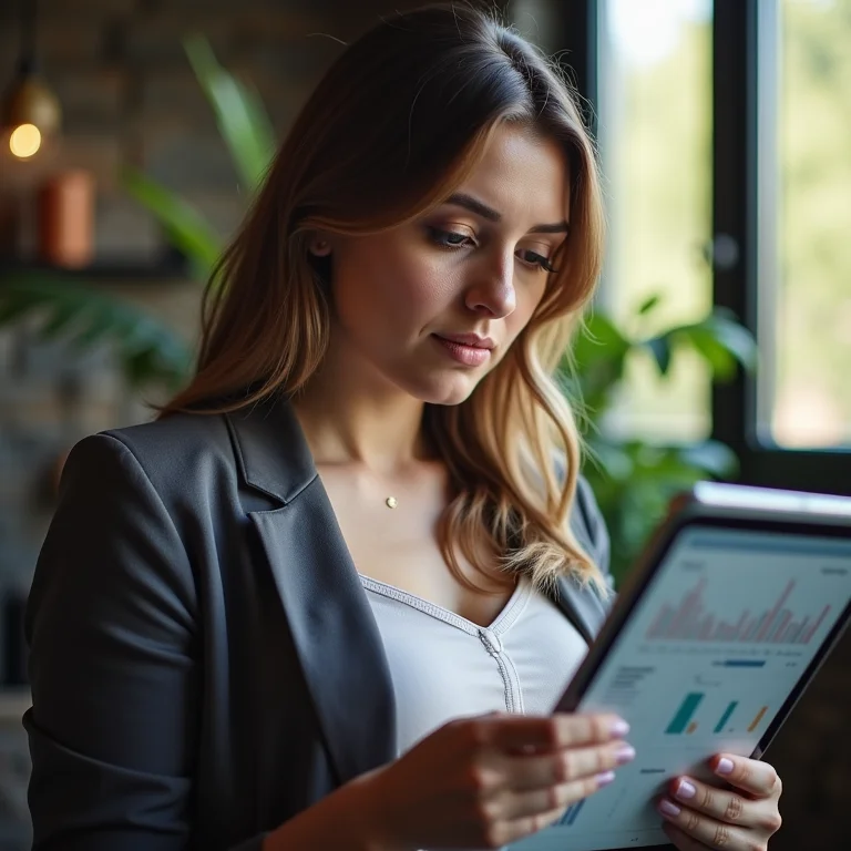 Mulher analisando dados do público-alvo