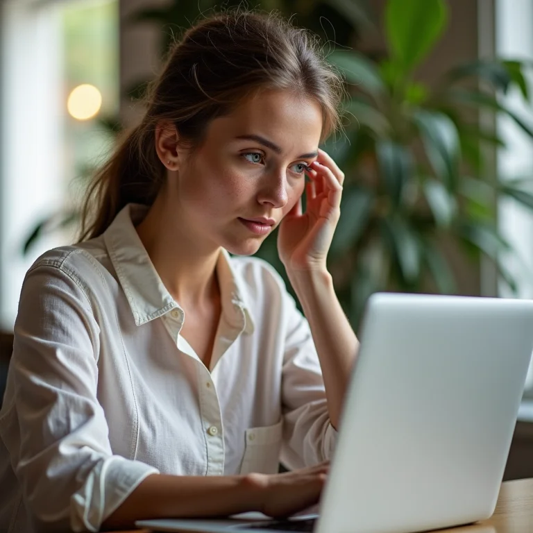 Mulher branca analisando dados do público-alvo