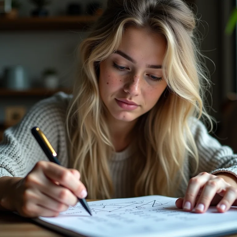Mulher branca calculando o CET corretamente
