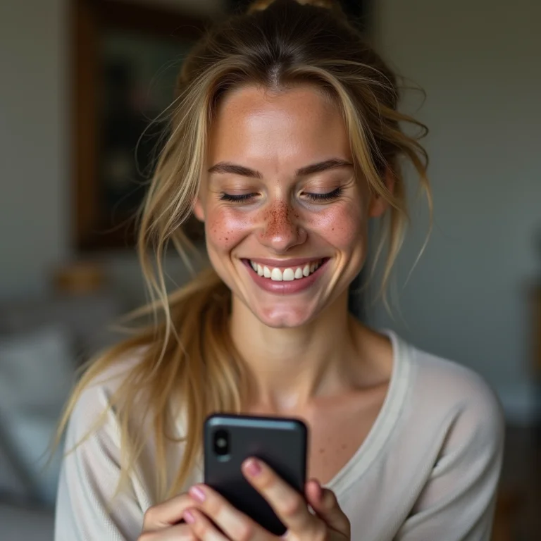 Mulher branca compartilhando foto por email