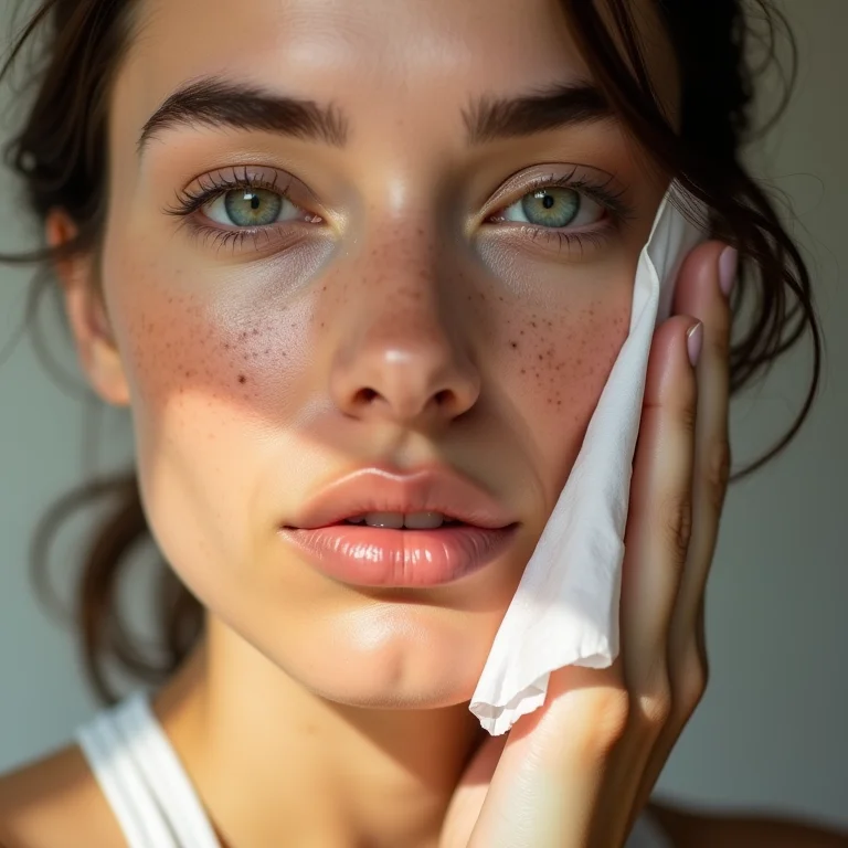 Mulher branca controlando a oleosidade da pele com primer