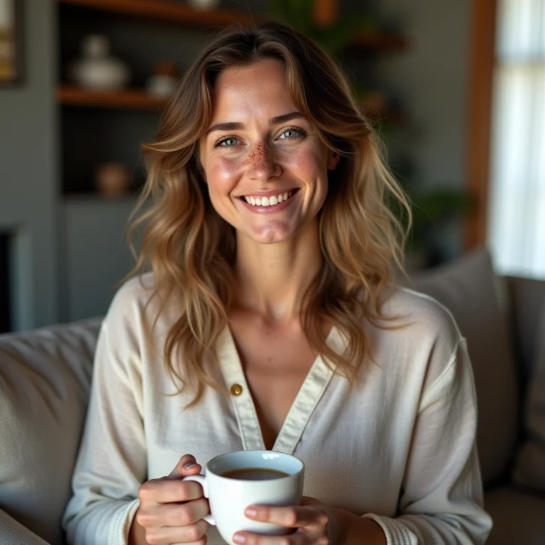 Mulher branca idosa tomando chá e pensando sobre critérios de idade para benefício social