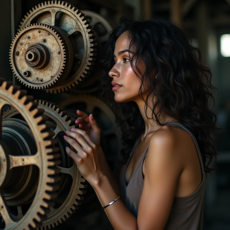 Mulher branca inspecionando diferentes tipos de metais para identificar cuidados específicos