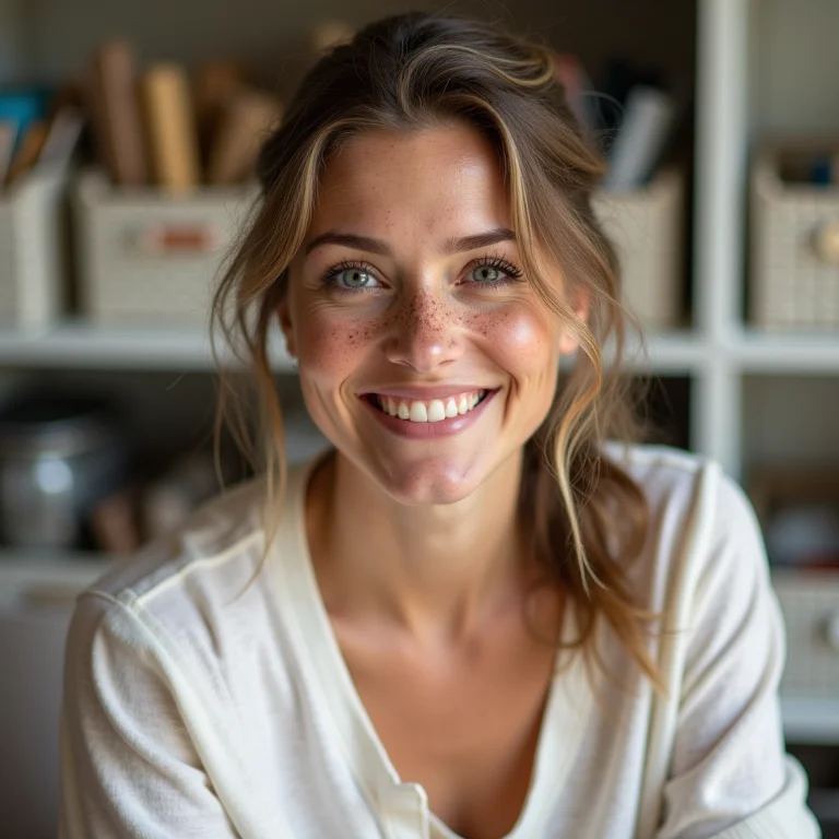 Mulher branca mostrando truques para otimizar o organizador de maquiagem.