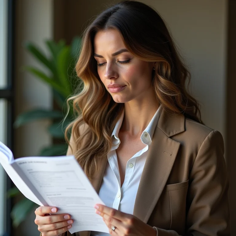 Mulher branca planejando seu futuro após o aviso prévio