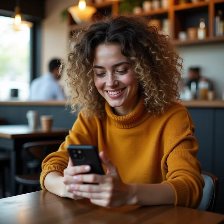 Mulher branca rastreando encomenda pelo aplicativo Jadlog
