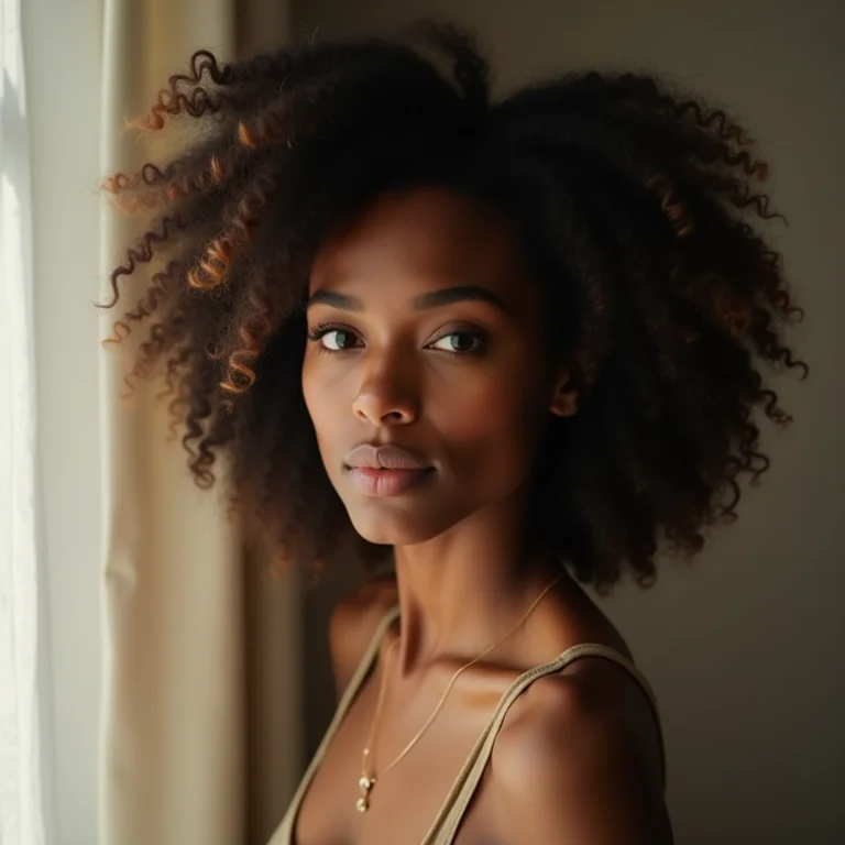 Mulher branca refletindo sobre temas religiosos.