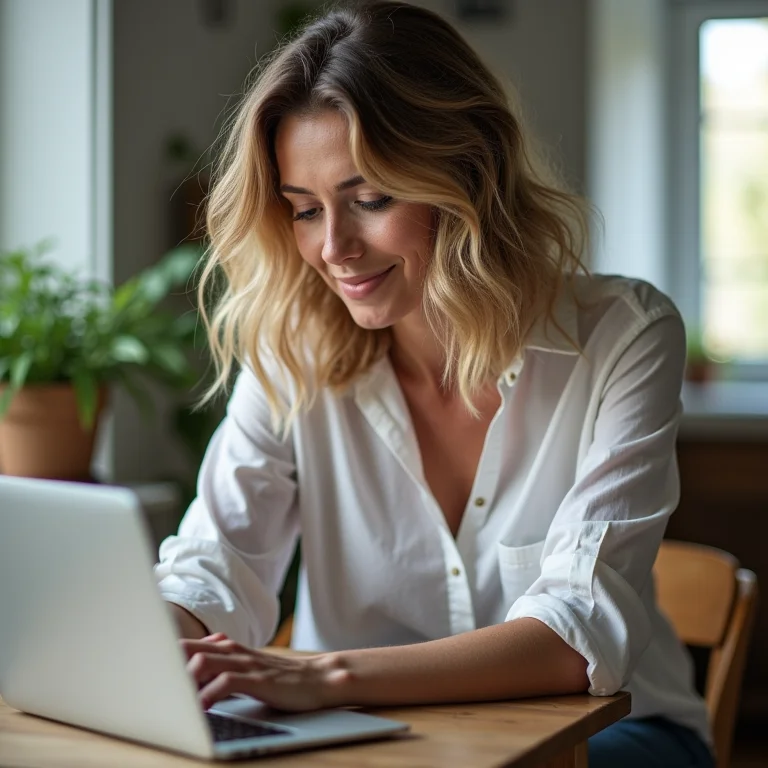 Mulher branca usando o Frete Fácil